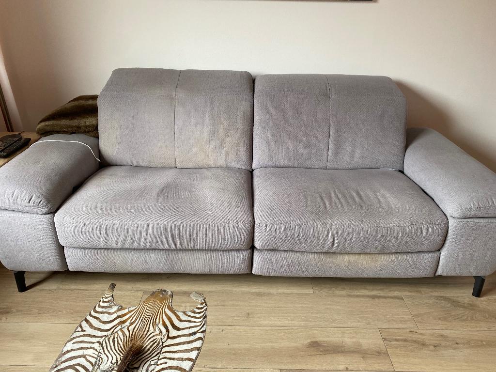 GRATIS Sofa zetel met relax, Huis en Inrichting, Zetels | Zetels, Gebruikt, Rechte bank, Tweepersoons, 200 tot 250 cm, Stof, Ophalen