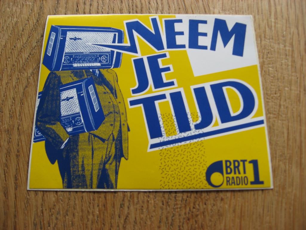 Neem je Tijd BRT1 Radio 11 x 9 cm Sticker, Verzamelen, Stickers, Ophalen of Verzenden, Nieuw, Film, Tv of Omroep