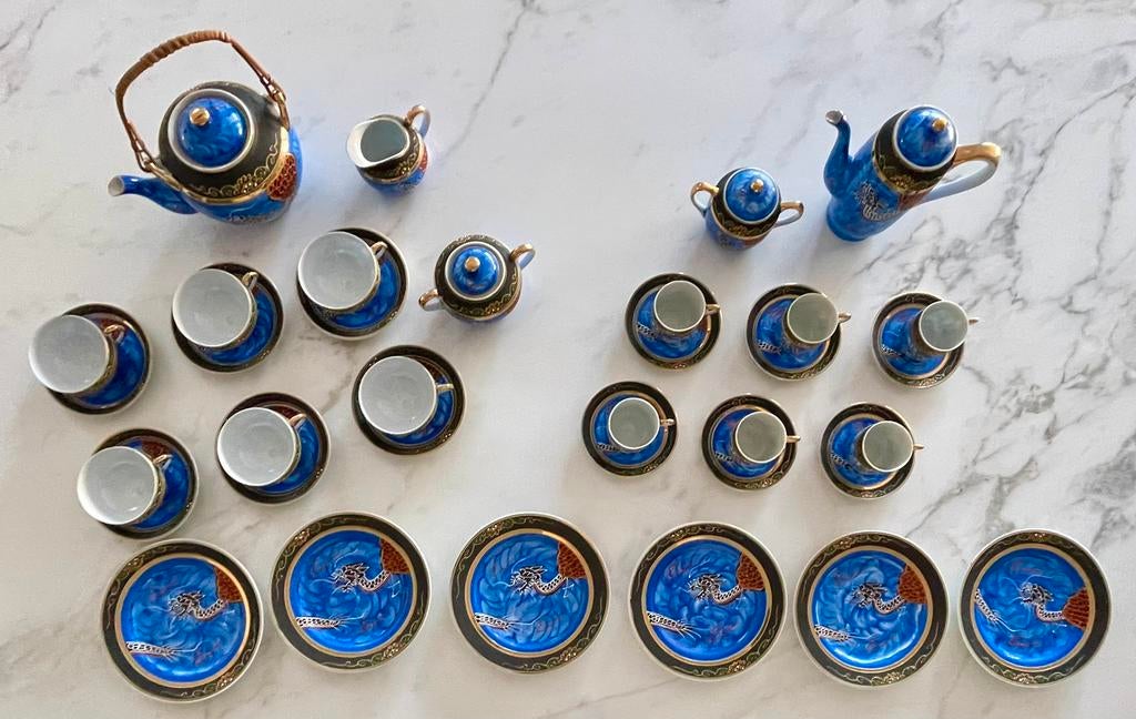 Japans geisha theeservies 35-delig – eierschaal porselein, Antiek en Kunst, Antiek | Servies compleet, Ophalen