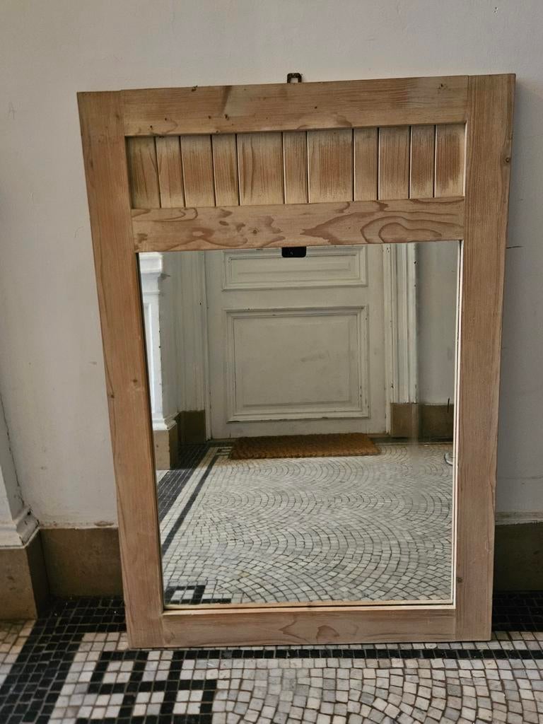 Vintage wandspiegel - houten kader 88cm x 60cm, Huis en Inrichting, Woonaccessoires | Spiegels, Ophalen