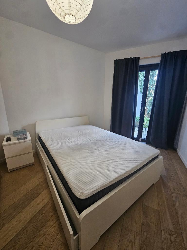 Bed van 140x200 cm + matras, Huis en Inrichting, Ophalen, Gebruikt, Wit, 140 cm