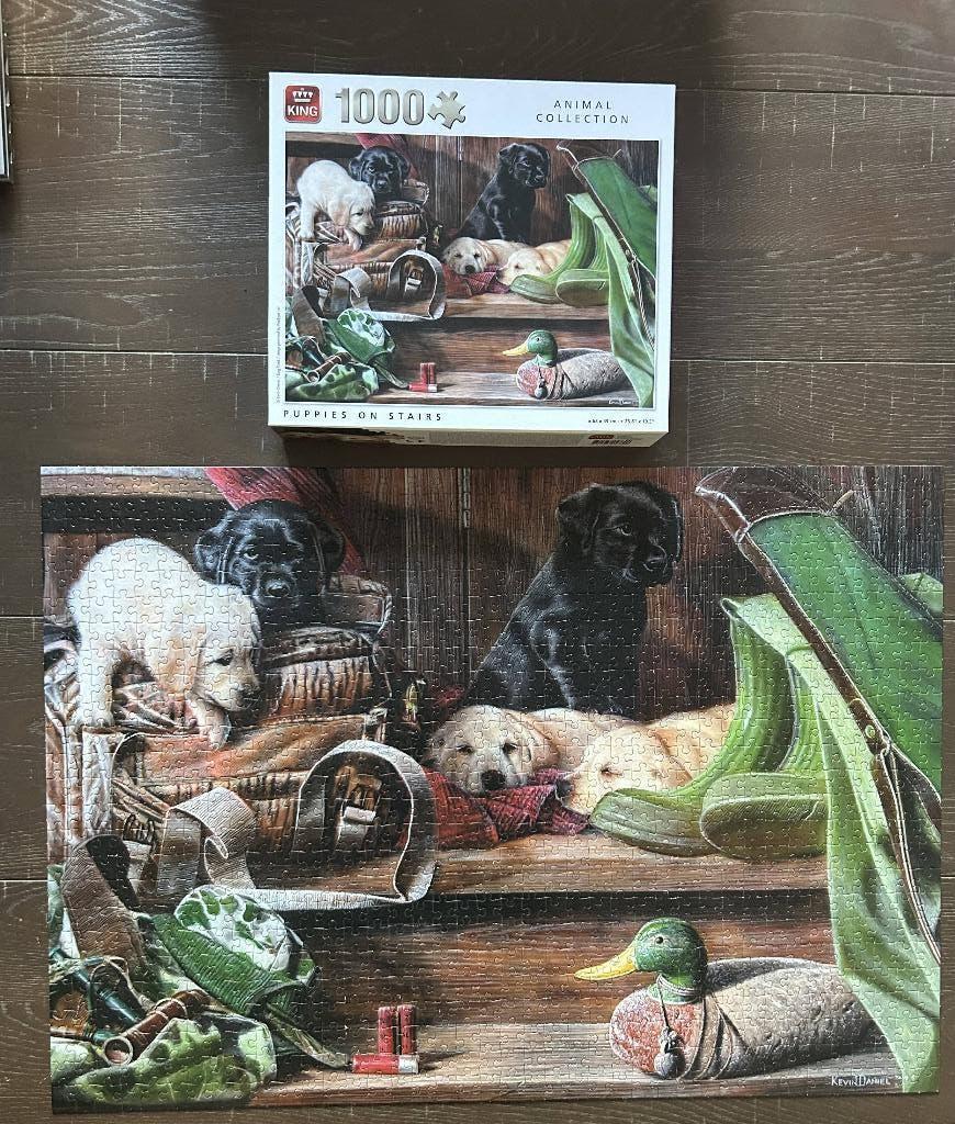 Puzzel honden 1000 stuks (King), Ophalen of Verzenden, 500 t/m 1500 stukjes, Gebruikt, Legpuzzel