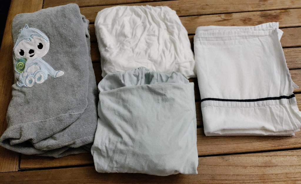 Pakket voor wieg: 4 verschillende stuks, Enfants & Bébés, Drap-housse ou Taie d'oreiller, Garçon ou Fille, Gris, Enlèvement