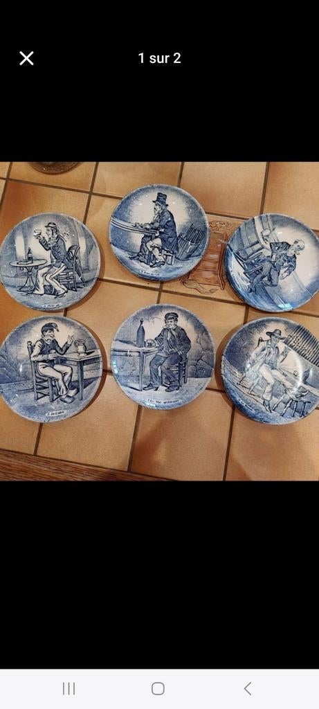 6 petites assiettes delfs bosch, Antiquités & Art, Enlèvement