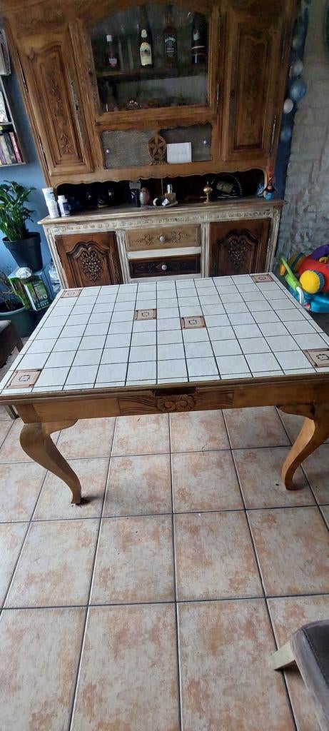 table en chêne carrelée, Enlèvement, Chêne