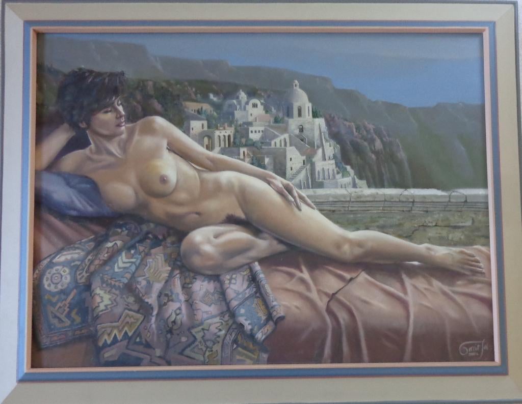 GERRIT FOT / LIGGEND NAAKT / OLIEVERF / 92x118cm / KADER, Enlèvement