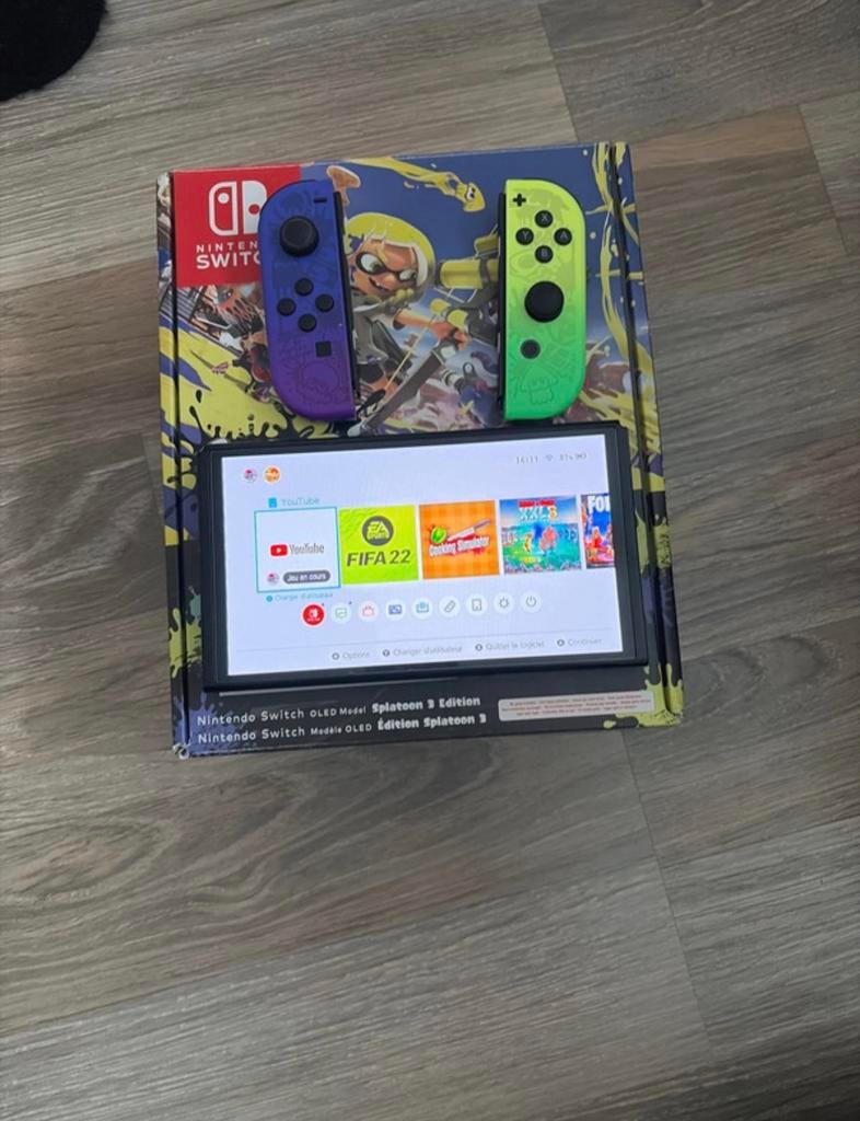 Nintendo switch oled édition splatoon avec compte Nintendo, Ophalen of Verzenden, Zo goed als nieuw, Switch OLED