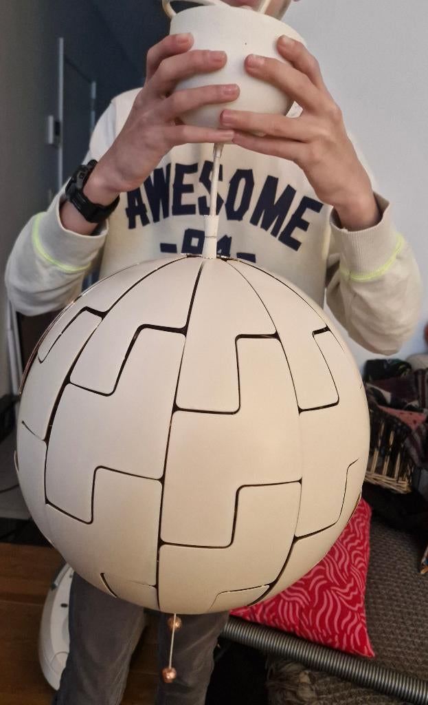 Lustre rond Ikea blanc et cuivre, Maison & Meubles, Enlèvement, Utilisé, Autres matériaux