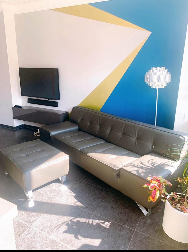 Canapé+poof XOON, Ophalen, Driepersoons, Zo goed als nieuw, Rechte bank