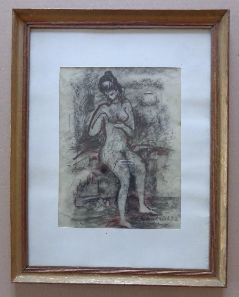 CONSTANT LAMBRECHT / NAAKTE VROUW / ORIGINEEL WERK 37x30cm, Antiquités & Art, Enlèvement ou Envoi