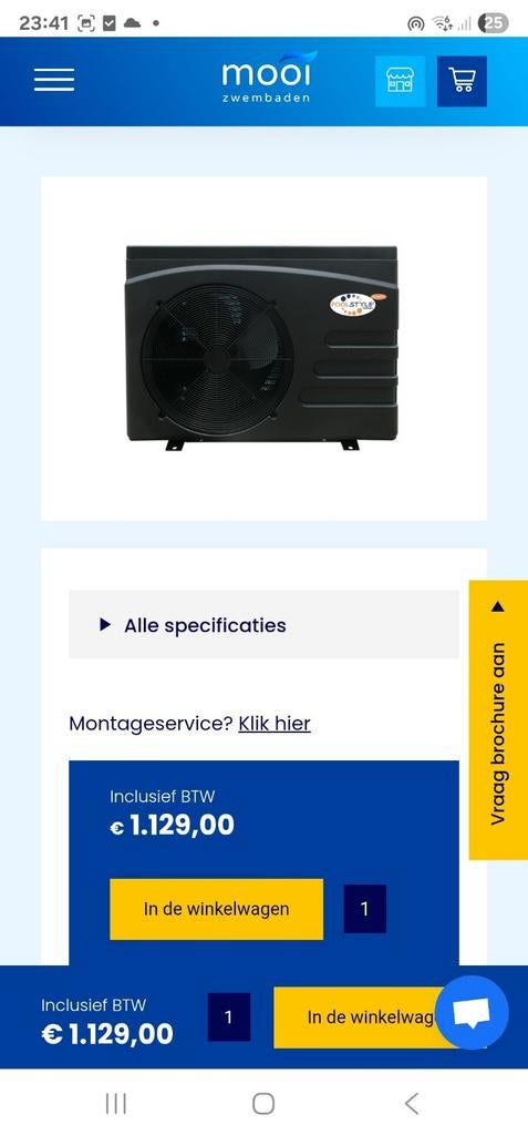 Nieuwe zwembad warmtepomp 6.5kw inverter, Enlèvement