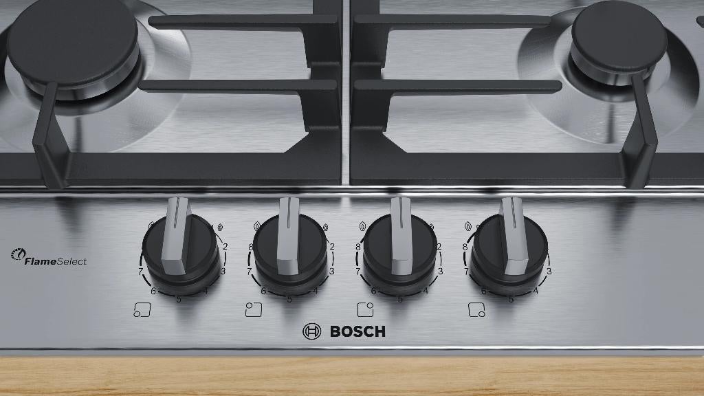 Gasvuur inbouw Bosch 4 kookbekkens, elektrische ontsteking, Gaz, 4 zones de cuisson, Encastré, Comme neuf