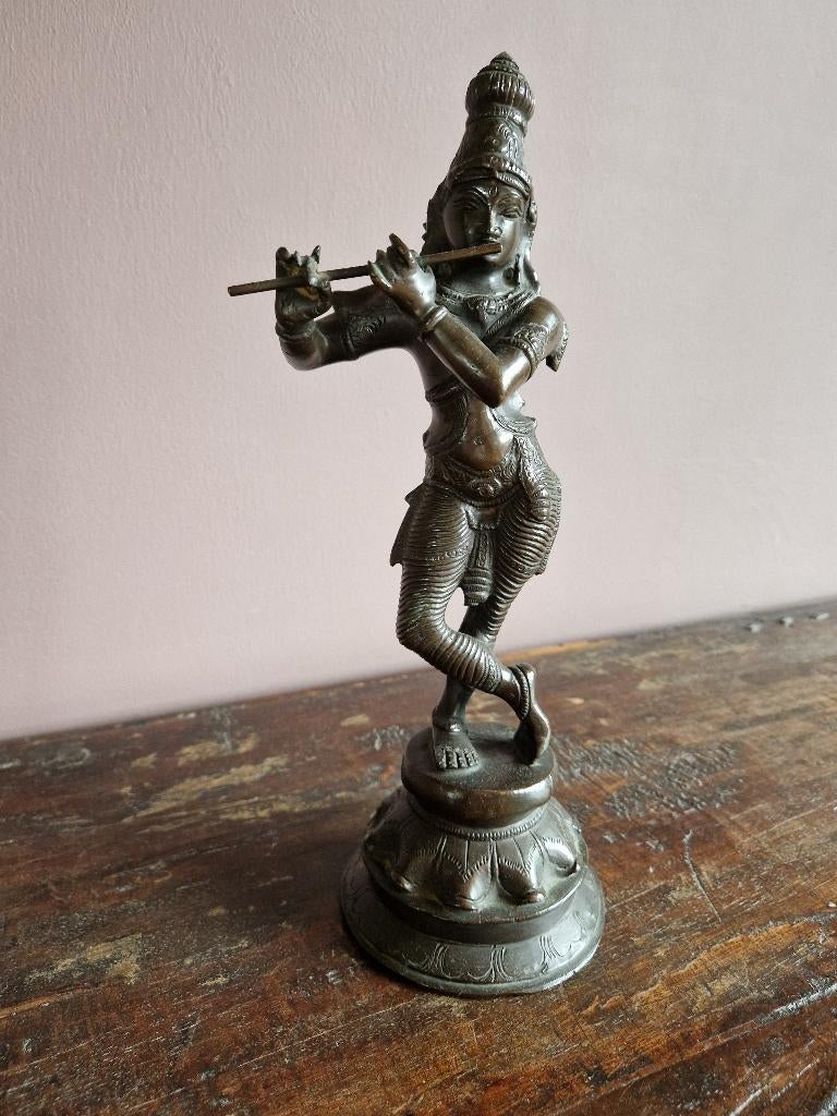Bronzen voorstelling van Krishna Venugopala, India, Orissa, Antiek en Kunst, Kunst | Niet-Westerse kunst, Ophalen of Verzenden