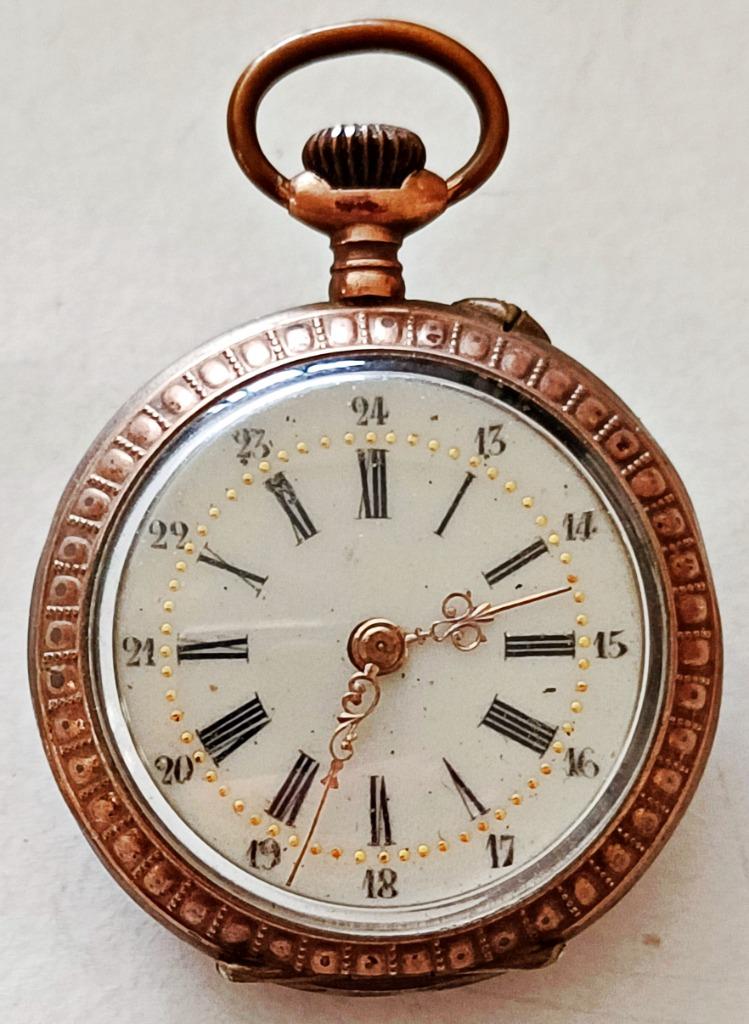 Montre de poche dame en argent 0800 galonné, à réparer, Enlèvement ou Envoi, Utilisé