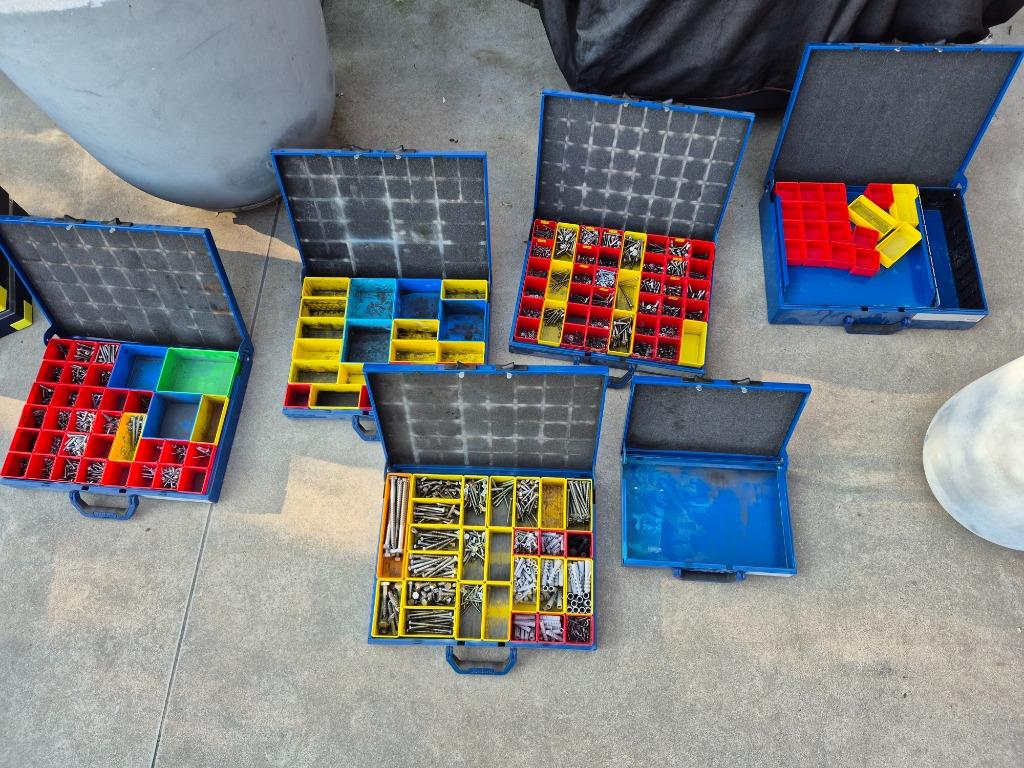 Sortimo boxen 6stuks, Ophalen, Gevuld, Gebruikt