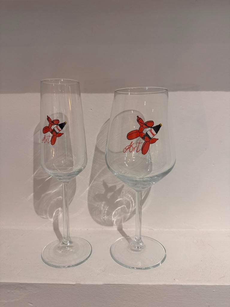 Duvel and art wijn en champagne glas 1e editie, Enlèvement ou Envoi, Comme neuf, Duvel