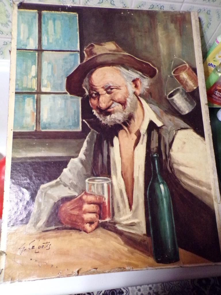 Reproduction tableau de G. SELURTIS : MAN IN A BROWN HAT, Antiquités & Art, Art | Peinture | Classique, Enlèvement