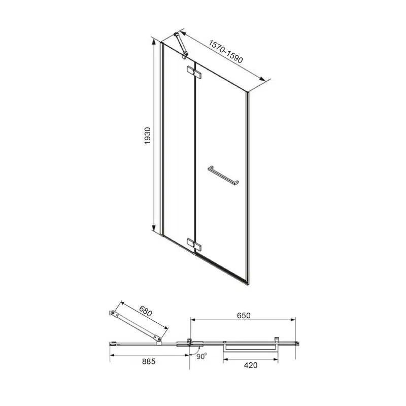 Douchewanden 160cm Van Marcke draaideur glas 2 delig (NIEUW), Huis en Inrichting, Ophalen of Verzenden, Nieuw