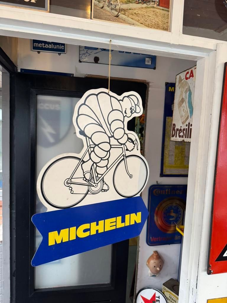 Pneus de vélo MICHELIN - vieux panneau publicitaire, Collections, Enlèvement ou Envoi, Utilisé, Panneau publicitaire