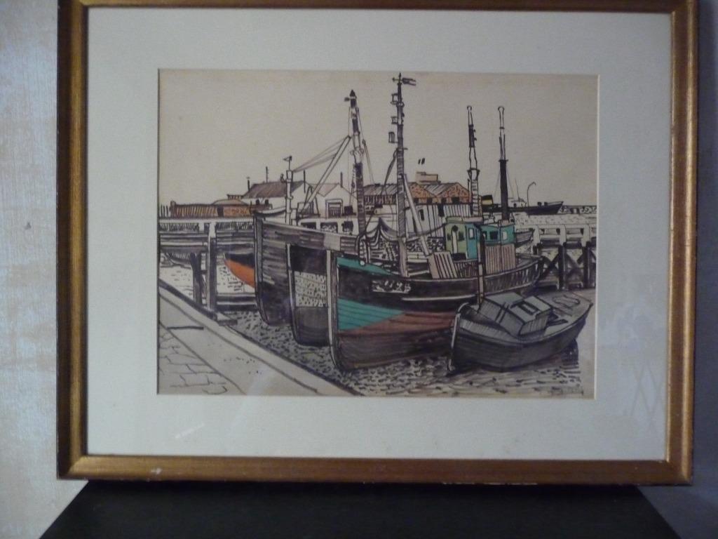 JACQUES MAES - HAVENZICHT - ORIGINEEL GESIGNEERD, Antiek en Kunst, Kunst | Schilderijen | Klassiek, Ophalen of Verzenden