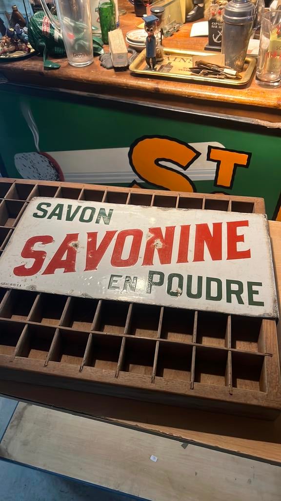 Zeldzaam emaille bord savon Savonine jaren 20, Ophalen of Verzenden, Zo goed als nieuw