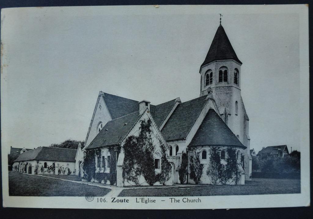 carte postale ancienne Zoute L'Eglise, Collections, Cartes postales | Thème, Envoi, Affranchie, Bâtiment