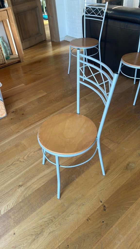 4 houten zitstoelen, Huis en Inrichting, Stoffering | Vloerbedekking, Ophalen, Gebruikt, Overige typen