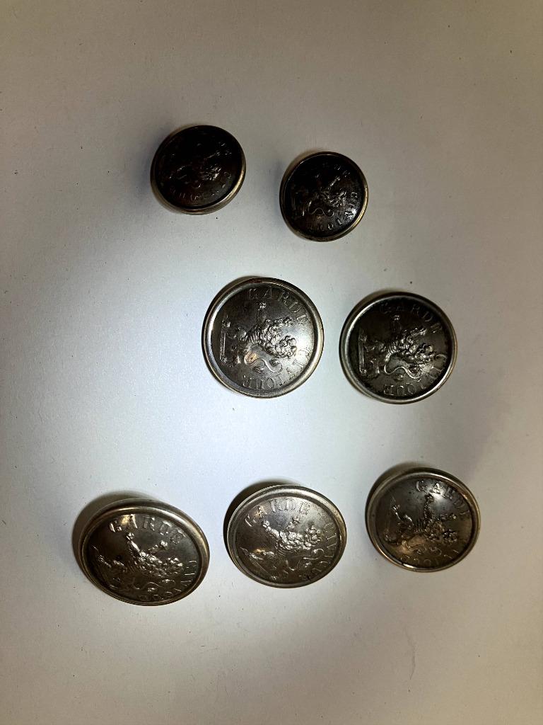 boutons de la garde civique belge en metal argenté, Collections, Enlèvement ou Envoi, Armée de terre, Autres types