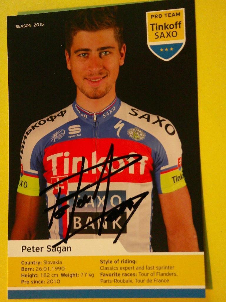 wielerkaart 2015 team tinkoff peter sagan signe, Verzenden, Zo goed als nieuw