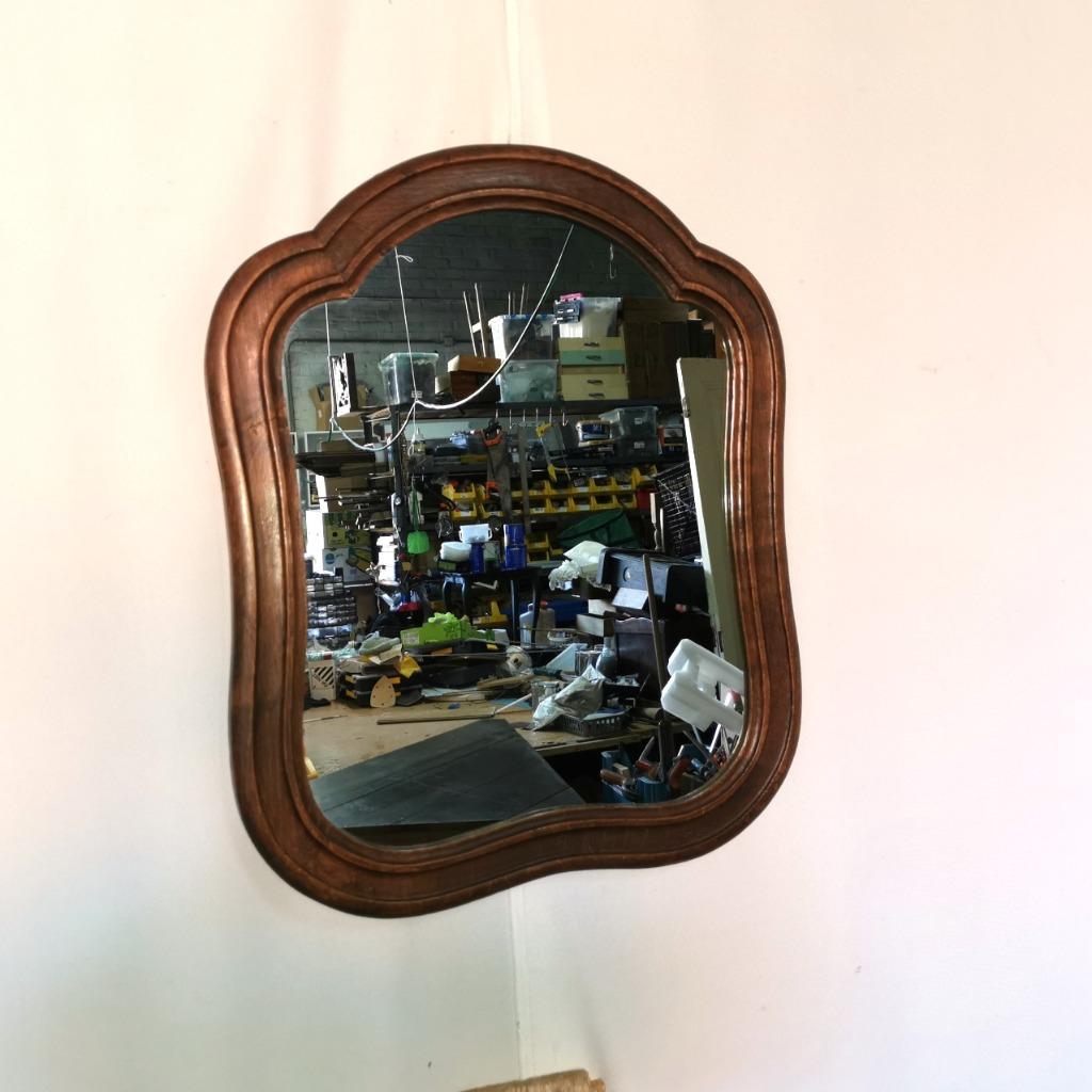Miroir Louis Philippe ancien avec cadre en chêne, Antiquités & Art, Enlèvement, Autres formes, 50 à 100 cm, Moins de 100 cm