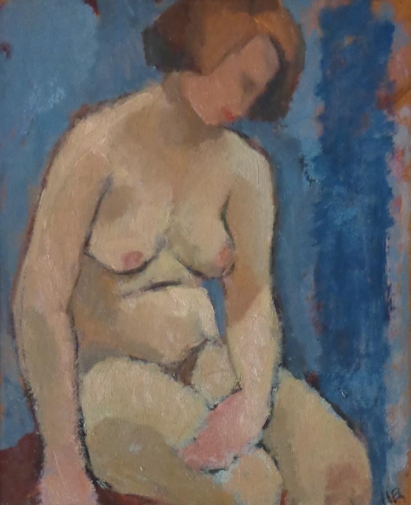 HANNA BRUNDIN / NAAKTE VROUW / OLIEVERF / 67x58cm / KADER, Antiquités & Art, Enlèvement ou Envoi