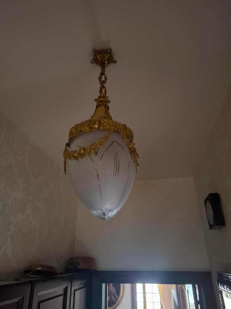 Antieke hanglamp luster, Ophalen