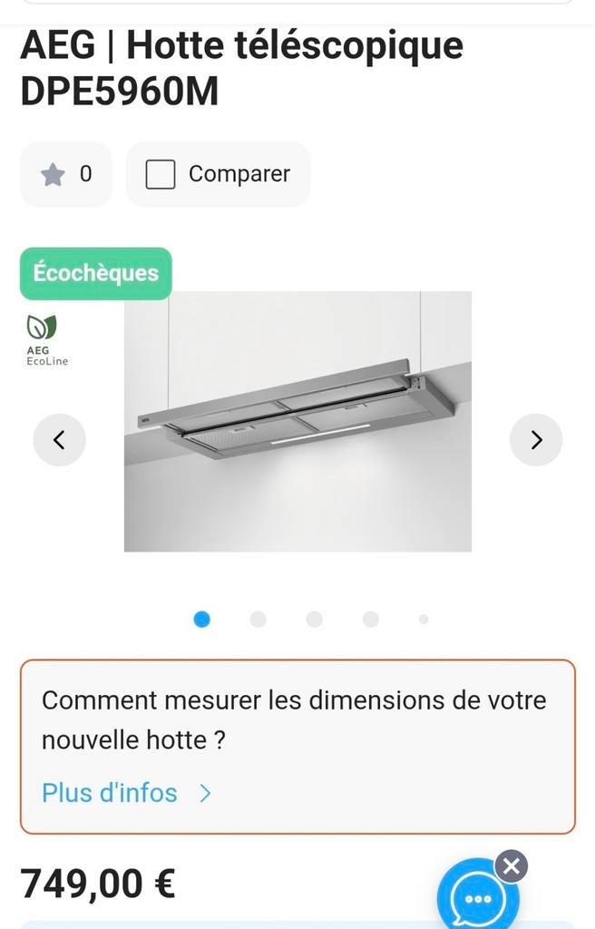 Hotte télescopique AEG 90CM NEUVE, Electroménager, Hottes, Neuf, 600 à 800 m³/h, Recyclage, Encastré