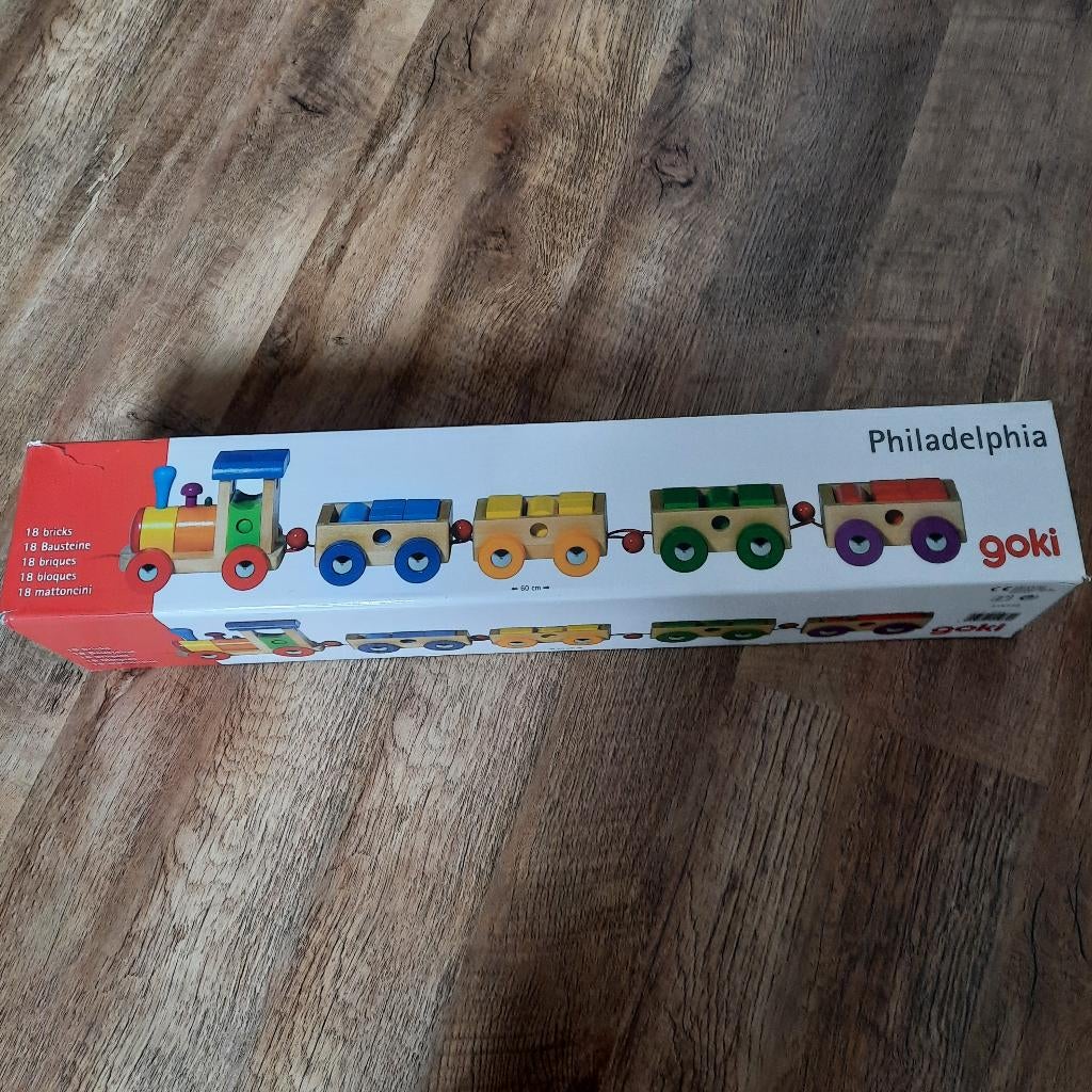 Train en bois Philadelphia de GOKI - 18 blocs - Dès 2 ans, Enlèvement, Comme neuf, Jouet à Pousser ou Tirer