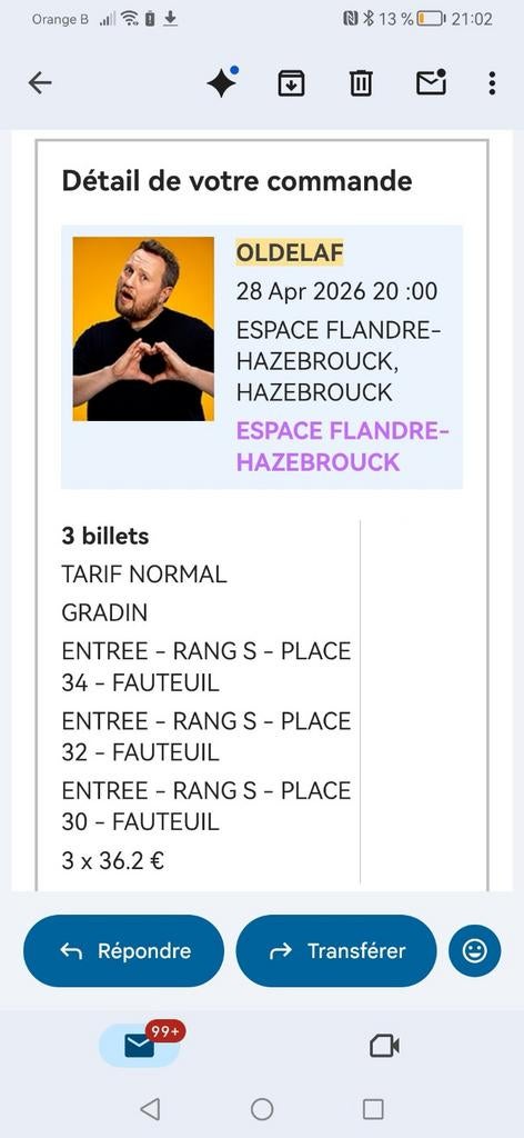 Tickets concert oldelaf, Tickets & Billets