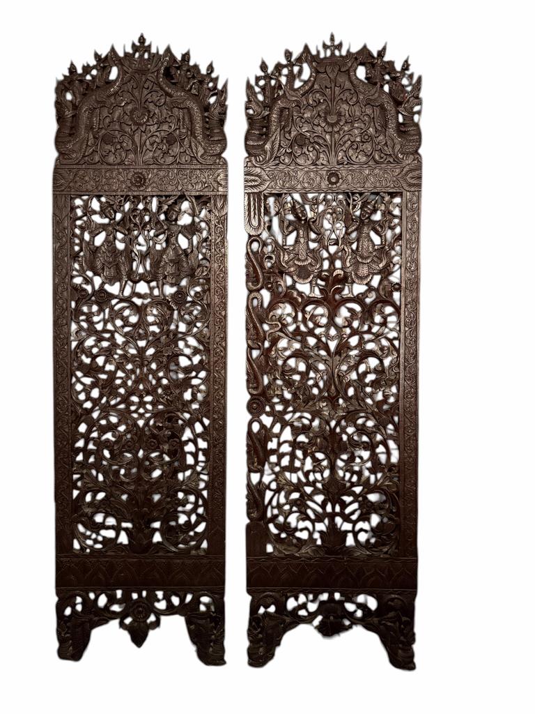 Laat 19de Eeuwse Hardhouten Birmese Panelen, Ophalen, Gebruikt