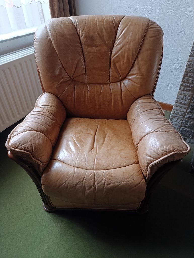 Lederen zetel, Huis en Inrichting, Fauteuils, Ophalen