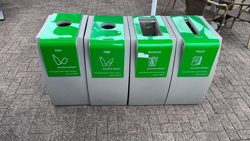 Afvalscheidingsstation Prullenbakken set 4-delig, Huis en Inrichting, Woonaccessoires | Prullenbakken, Ophalen, Kunststof, 40 liter of meer