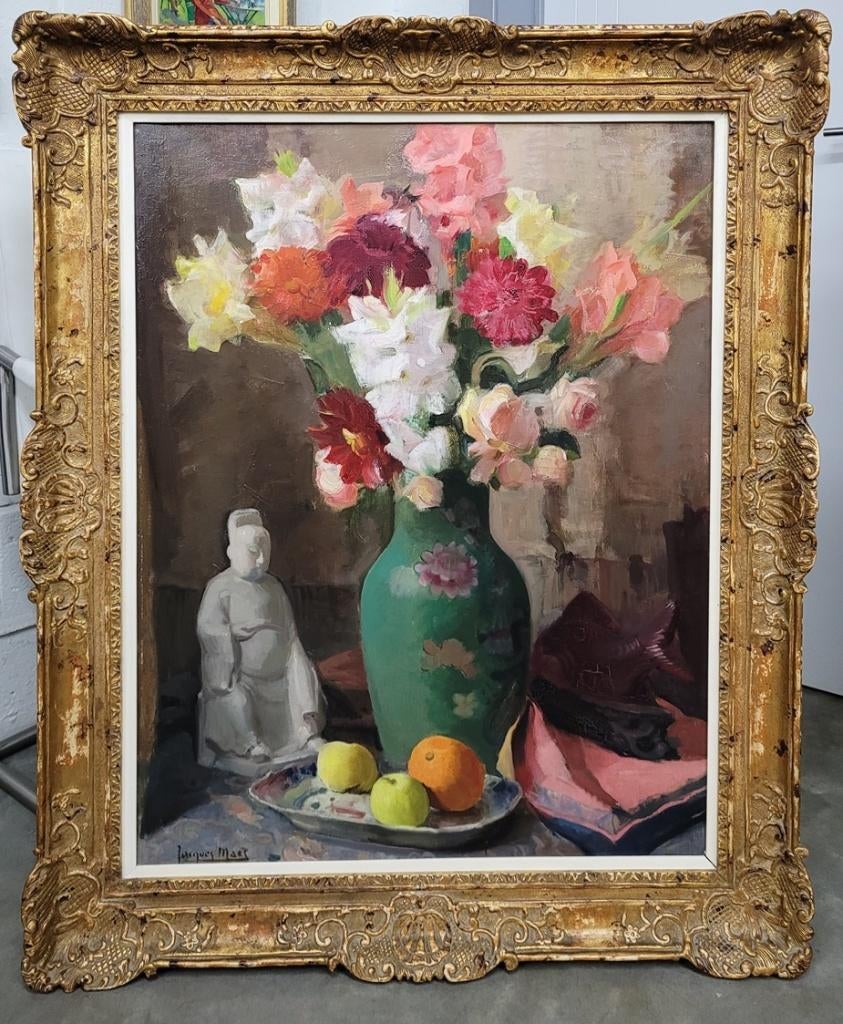 Jacques MAES, vaas met bloemen, Antiek en Kunst, Ophalen