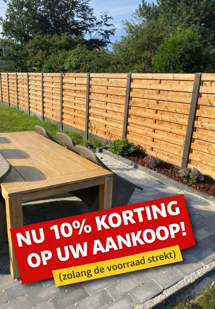 Afsluiting met houten schutsels (10% KORTING), Ophalen, Nieuw, Hout, Tuinhek