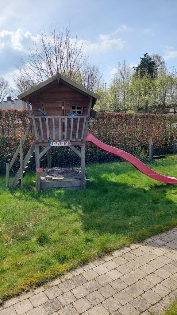 Houten speelhuisje, Ophalen, Gebruikt, Zandbak
