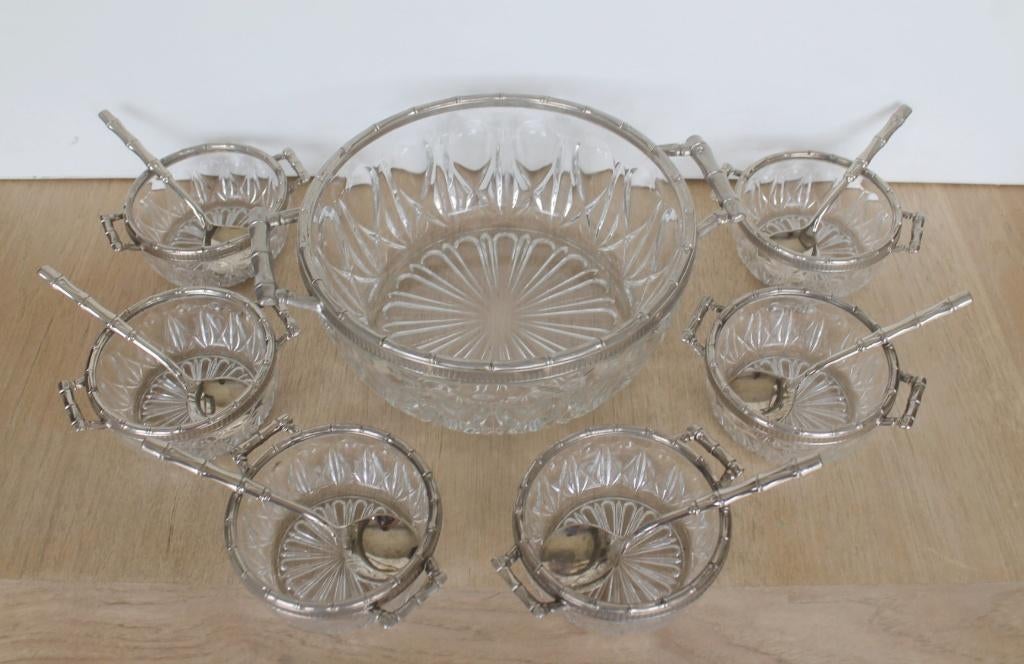 Serveerschaal set, Frans-Italiaans, vintage sixties, Antiek en Kunst, Antiek | Glaswerk en Kristal, Verzenden