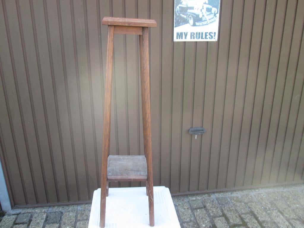 Houten vol eiken bloempot staander, Huis en Inrichting, Woonaccessoires | Zuilen en Pilaren, Ophalen, Gebruikt