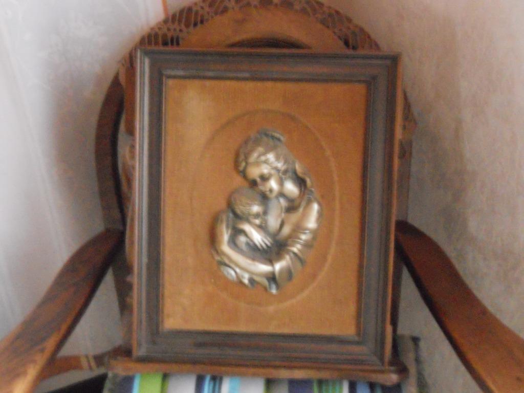 kader met onze lieve vrouw en kindje jezus in het koper, Antiek en Kunst, Ophalen