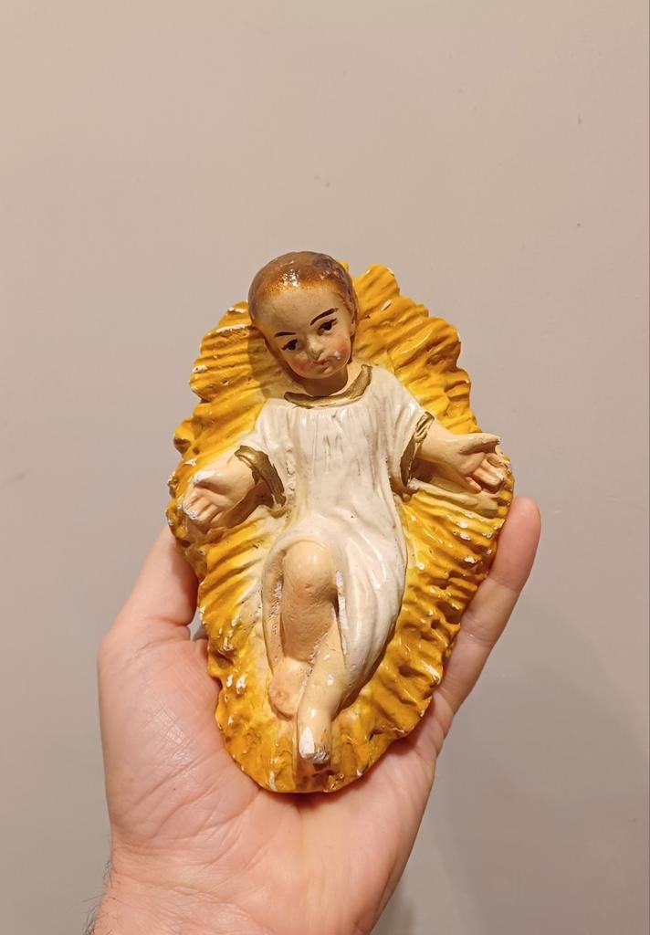 Groot, oud Kindje Jezus in kribbe, Ophalen of Verzenden