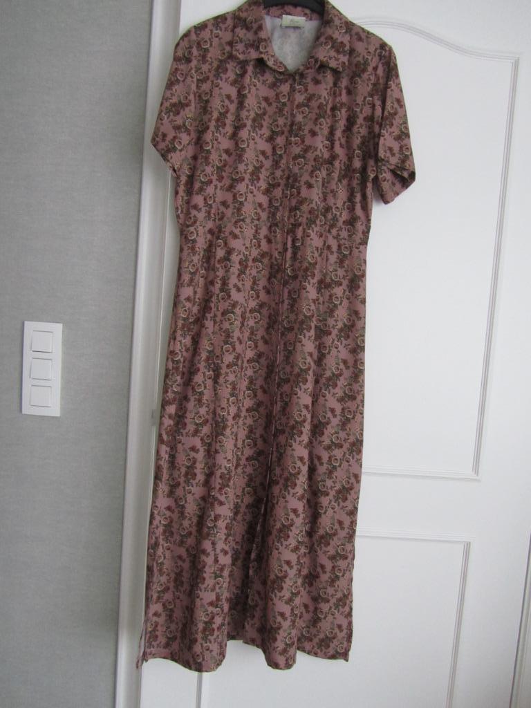 Terra di Siena oud roze gebloemde jurk maat L, Taille 42/44 (L), Enlèvement ou Envoi, Rose, Porté