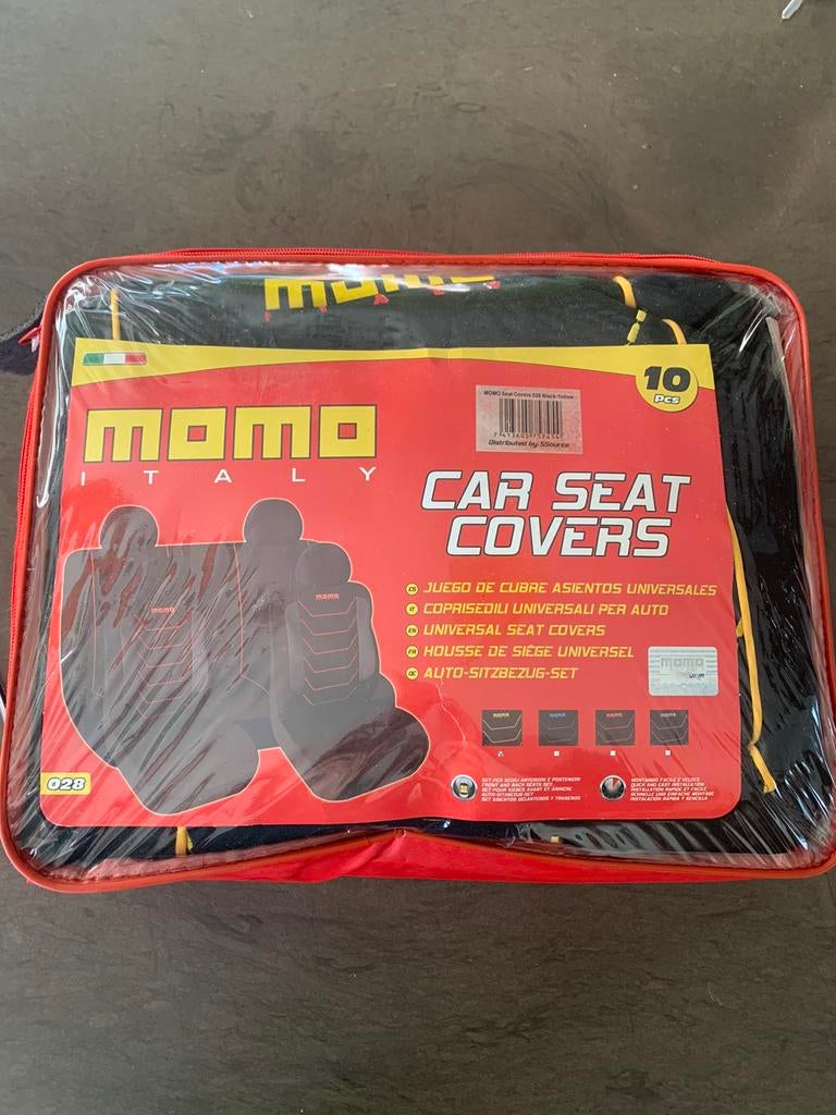 Lot de 5 housses de siège auto Momo couleur noir-jaune, Enlèvement, Neuf