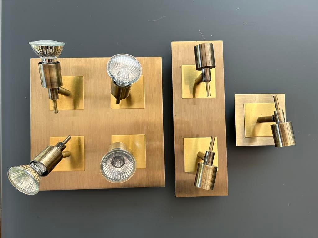 Halogeen/ LED spots, set van 3 (4, 2, 1 spot(s)), Ophalen, Metaal of Aluminium, Zo goed als nieuw, Led