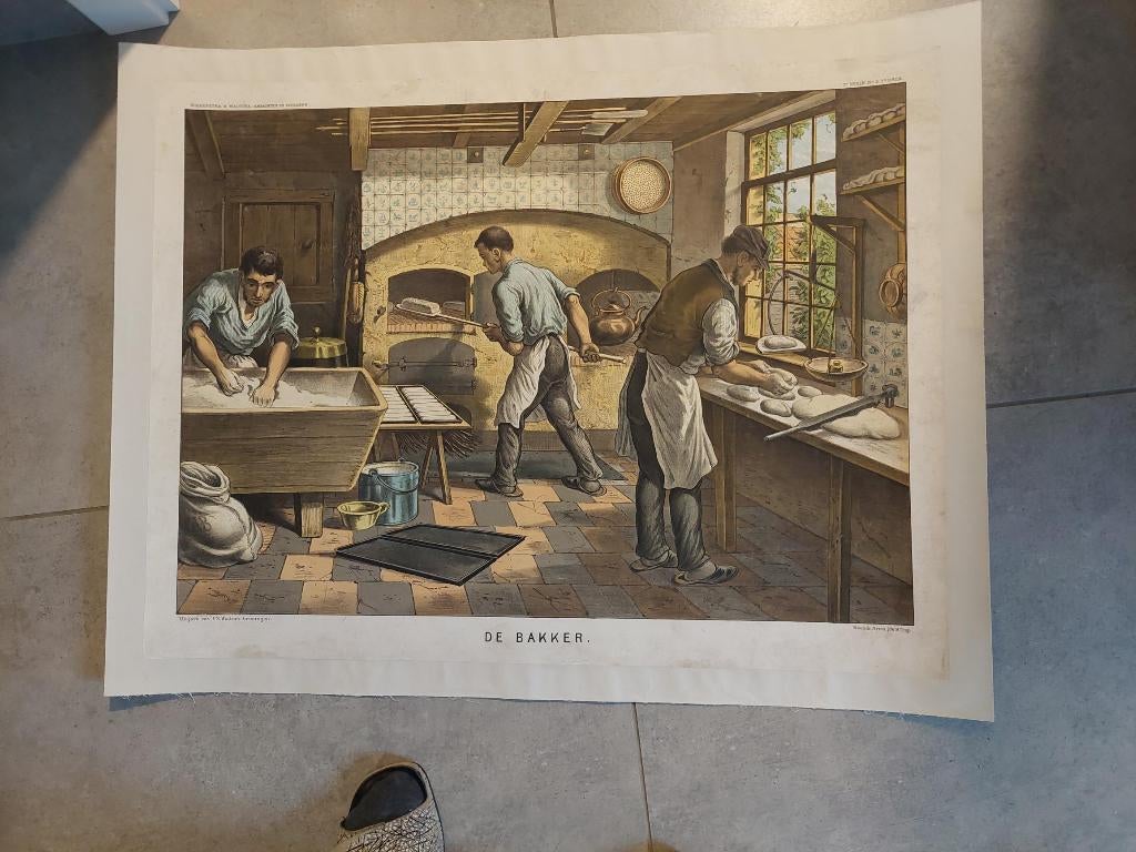 affiche lithographique « De Bakker «, Antiquités & Art, Envoi