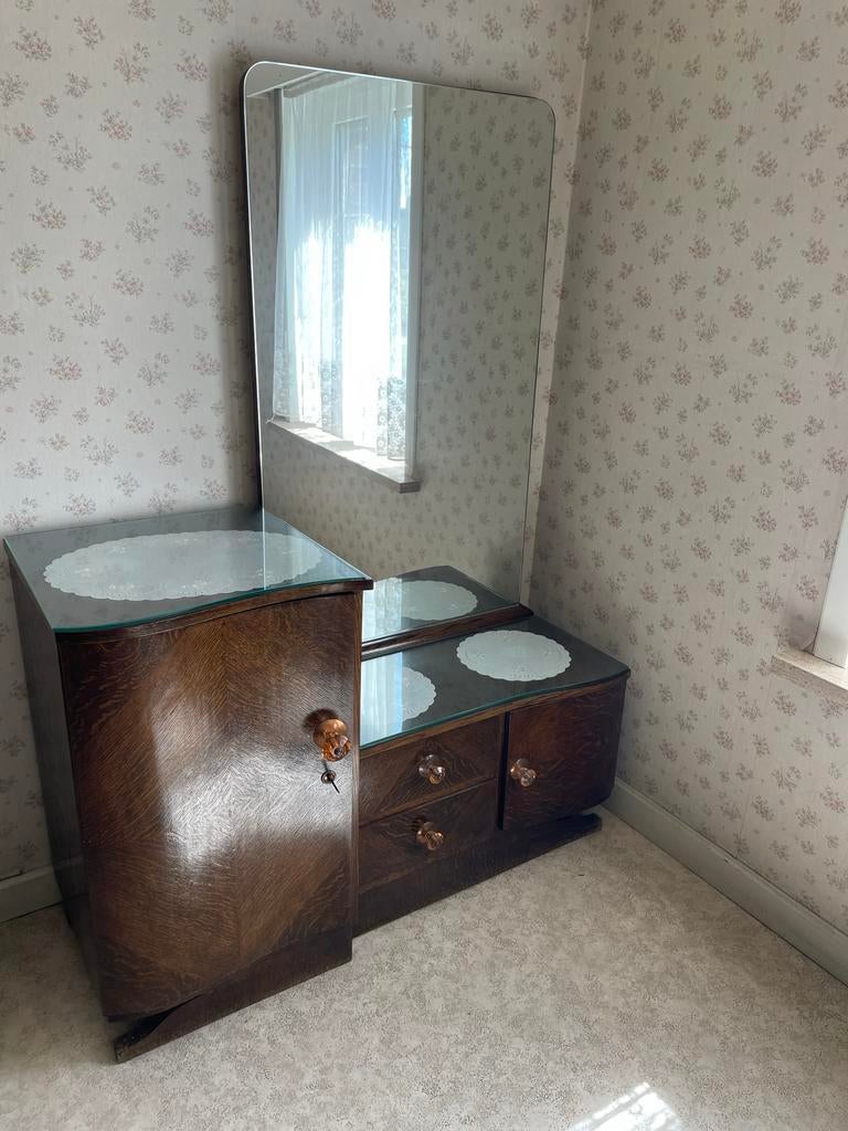 Commode spiegelkast retro vintage L125 cmxH173 cmxD50 cm, Huis en Inrichting, Ophalen, Gebruikt